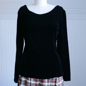 80s‎ does 40s black velvet boat neck top